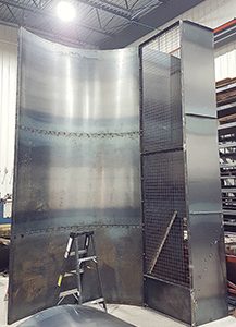 Enceinte et plateforme de travail en acier pour ventilateur d'extraction
